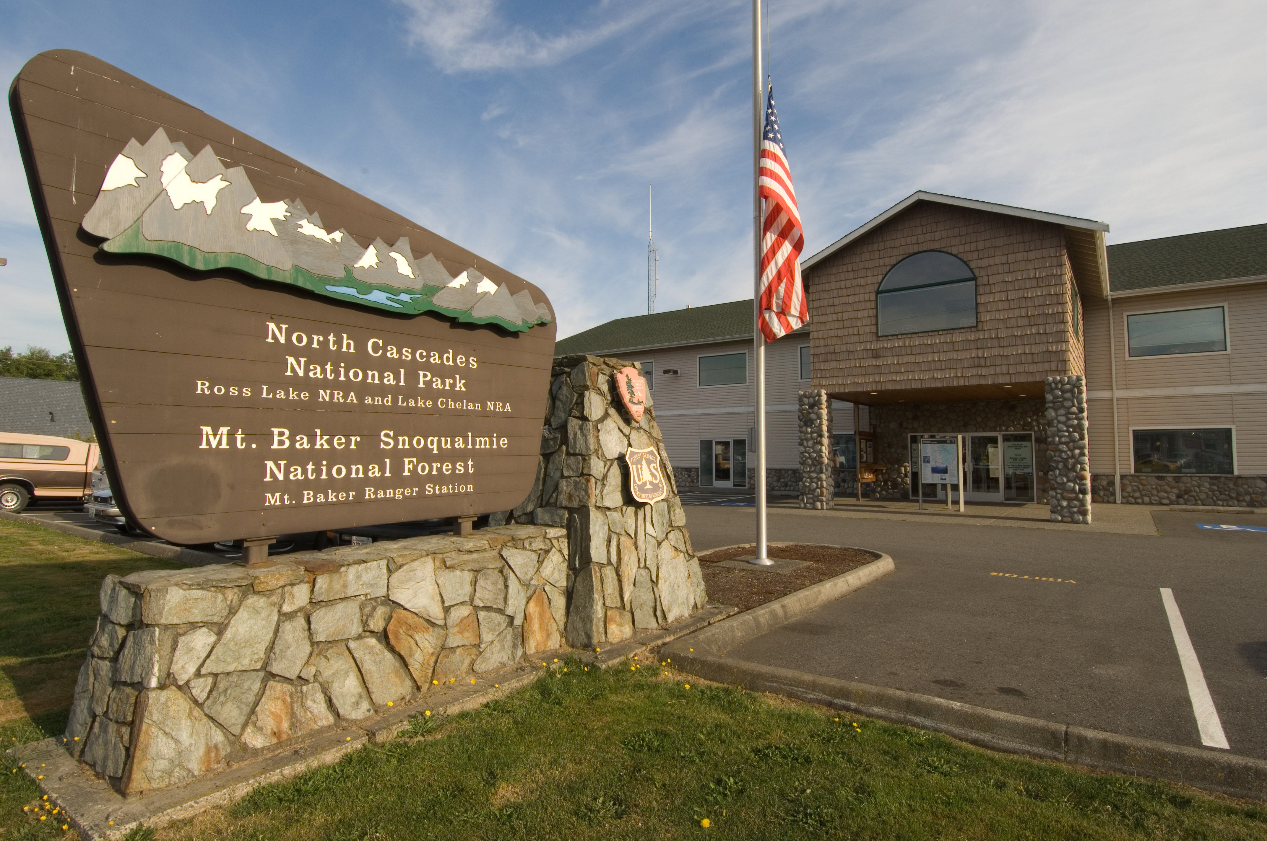 Forest Info Center with HQ Administration Building photo